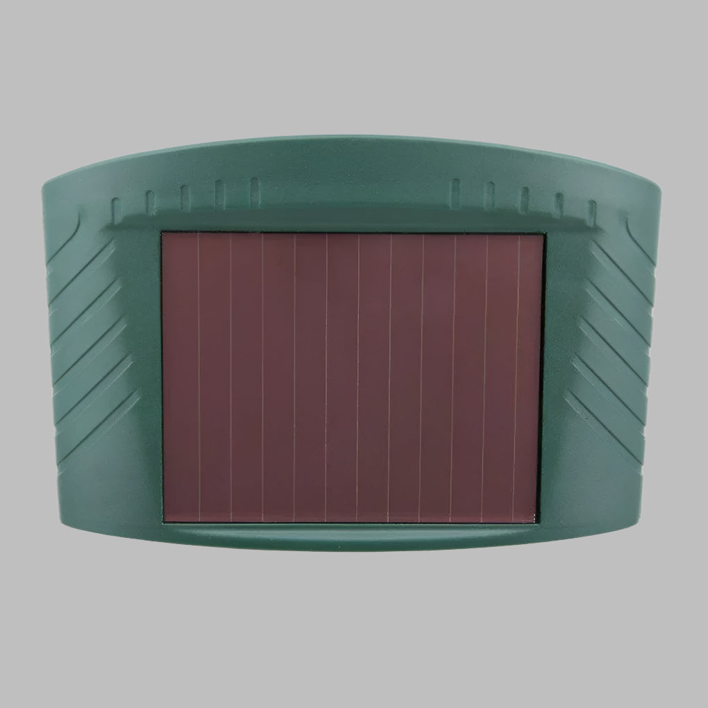 Garden animal repeller, solar-charged, emits ultrasonic waves to deter pests, no chemicals