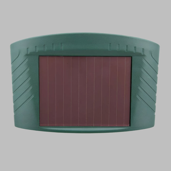Garden animal repeller, solar-charged, emits ultrasonic waves to deter pests, no chemicals