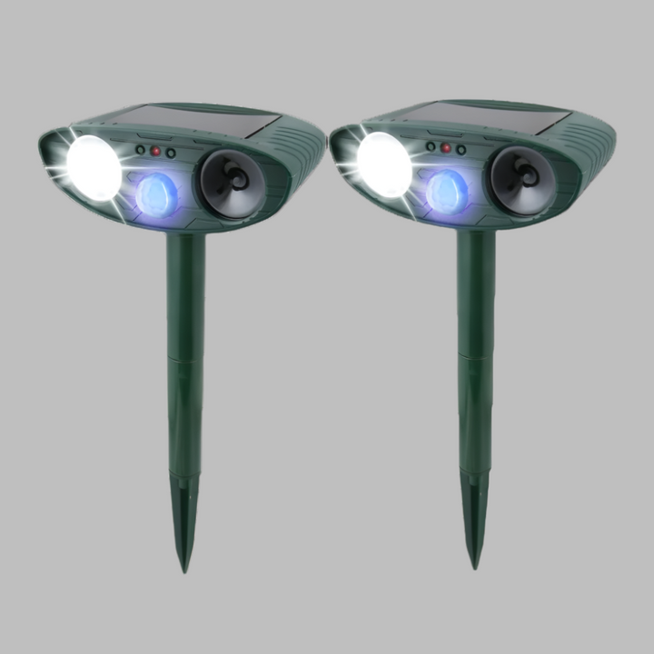 Eco-friendly solar pest repeller, ultrasonic technology for animal control, garden protection