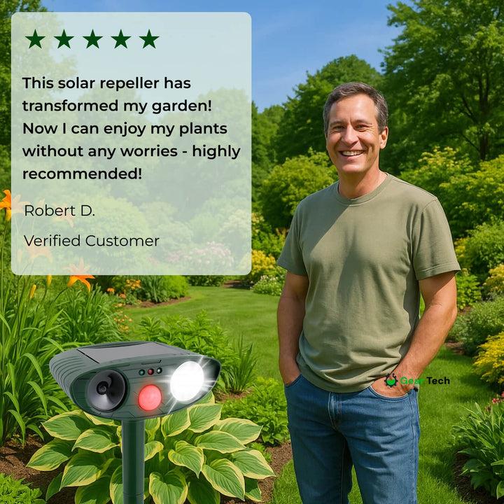 Keeping deer out of your yard with a silent ultrasonic repeller.