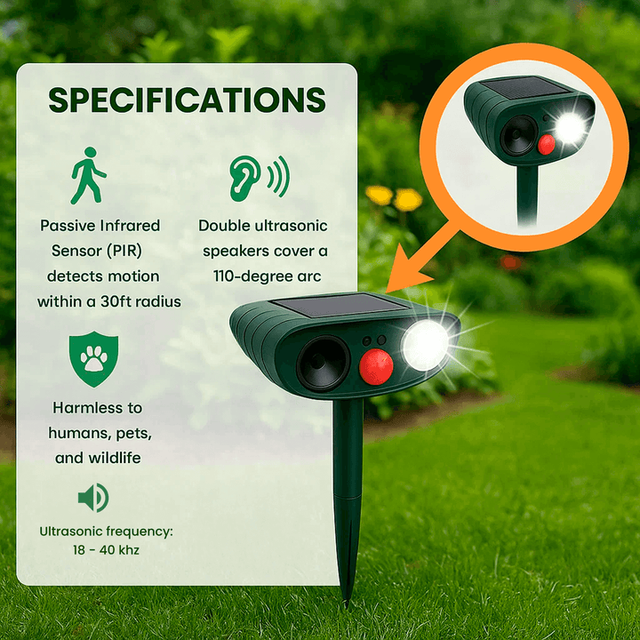 Effective wildlife management tool: a solar ultrasonic deer deterrent.