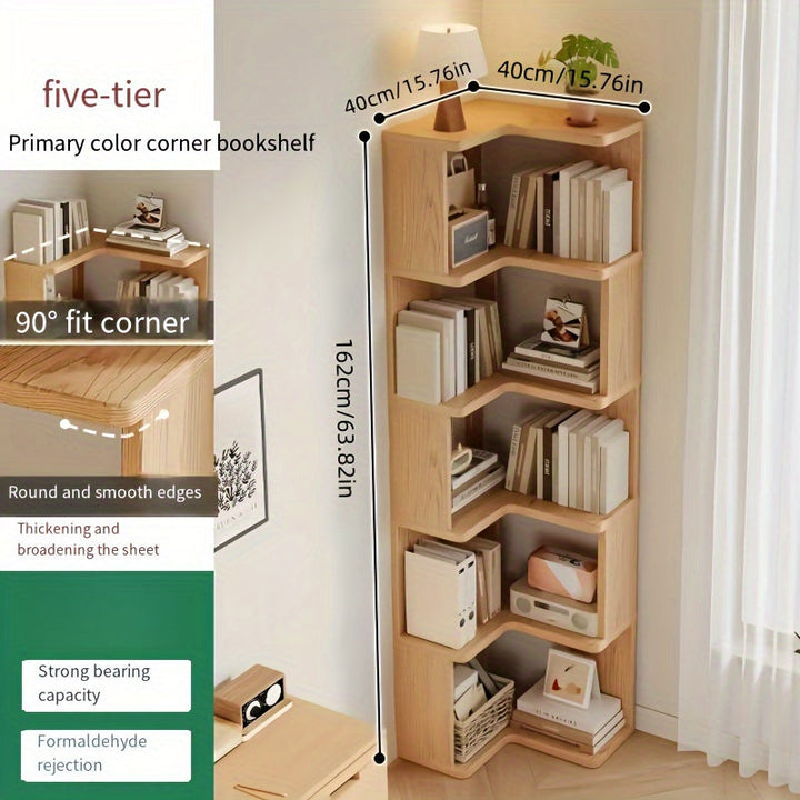 Elegant solid wood corner cabinet in natural finish. Perfect space-saving storage for living rooms, bedrooms, & offices.