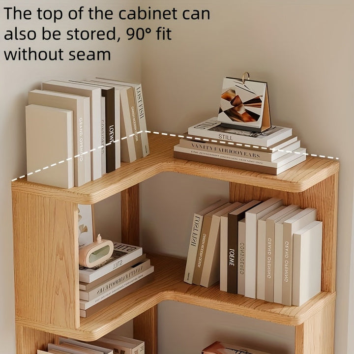Durable solid wood corner cabinet with natural wood finish. Compact home storage solution & space saver for any room.