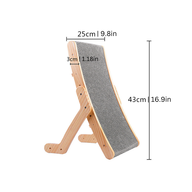 Ergonomic solid wood cat scratching slope for feline health. Durable pet toy & scratcher post for comfortable claw care.
