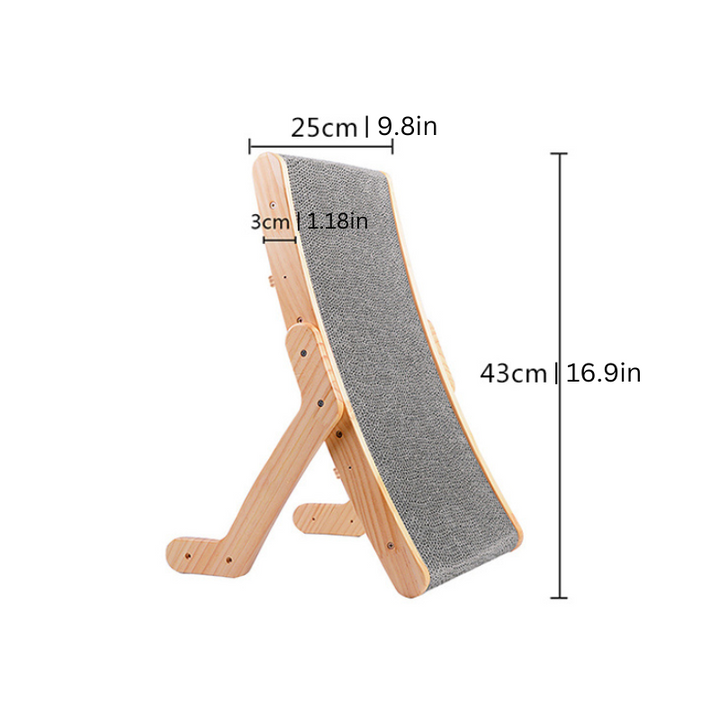 Ergonomic solid wood cat scratching slope for feline health. Durable pet toy & scratcher post for comfortable claw care.
