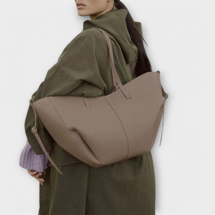 Women's casual shoulder bag, large capacity, soft vegan leather texture, front view