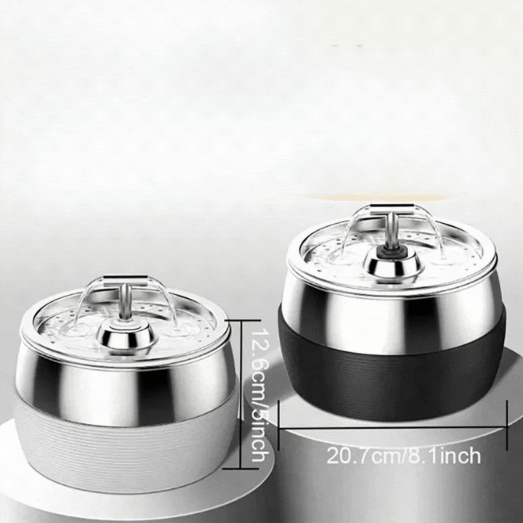 0.8-gallon stainless steel pet water fountain, ideal for multi-cat & dog households, quiet automatic hydration.