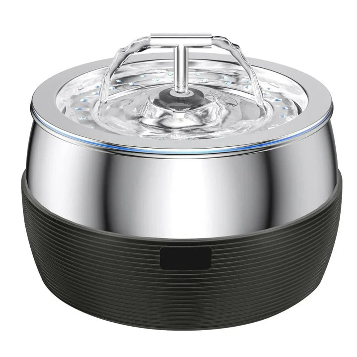 Automatic stainless steel pet fountain, quiet 0.8-gallon water dispenser, ensures fresh, clean hydration for pets.