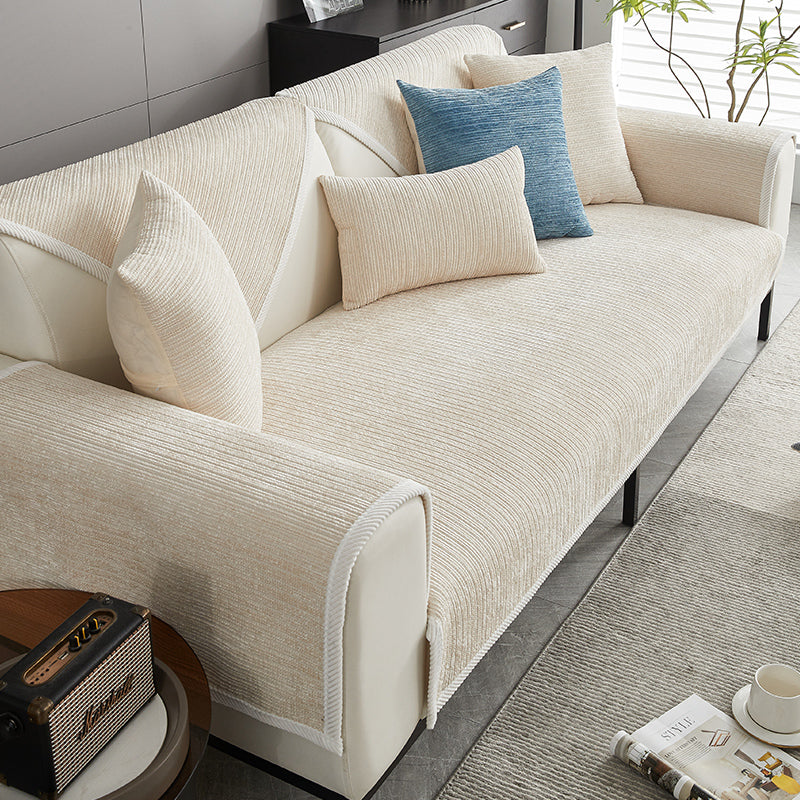 Striped Chenille Anti-Scratch Sofa Cover for Living Room. Protects furniture from pets.