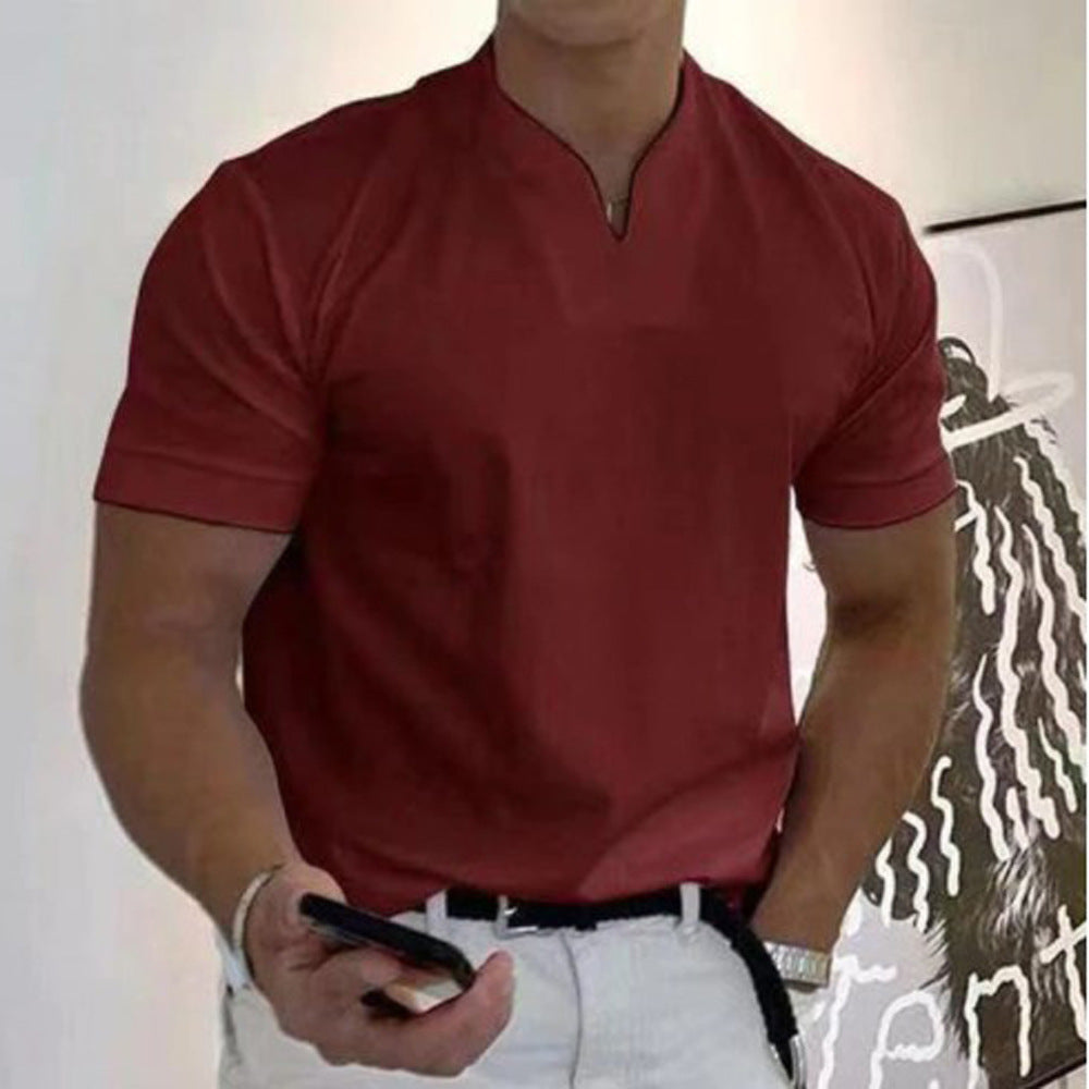 Everyday men's t-shirt, a stylish band collar pocket tee offering modern fashion and easy casual wear.