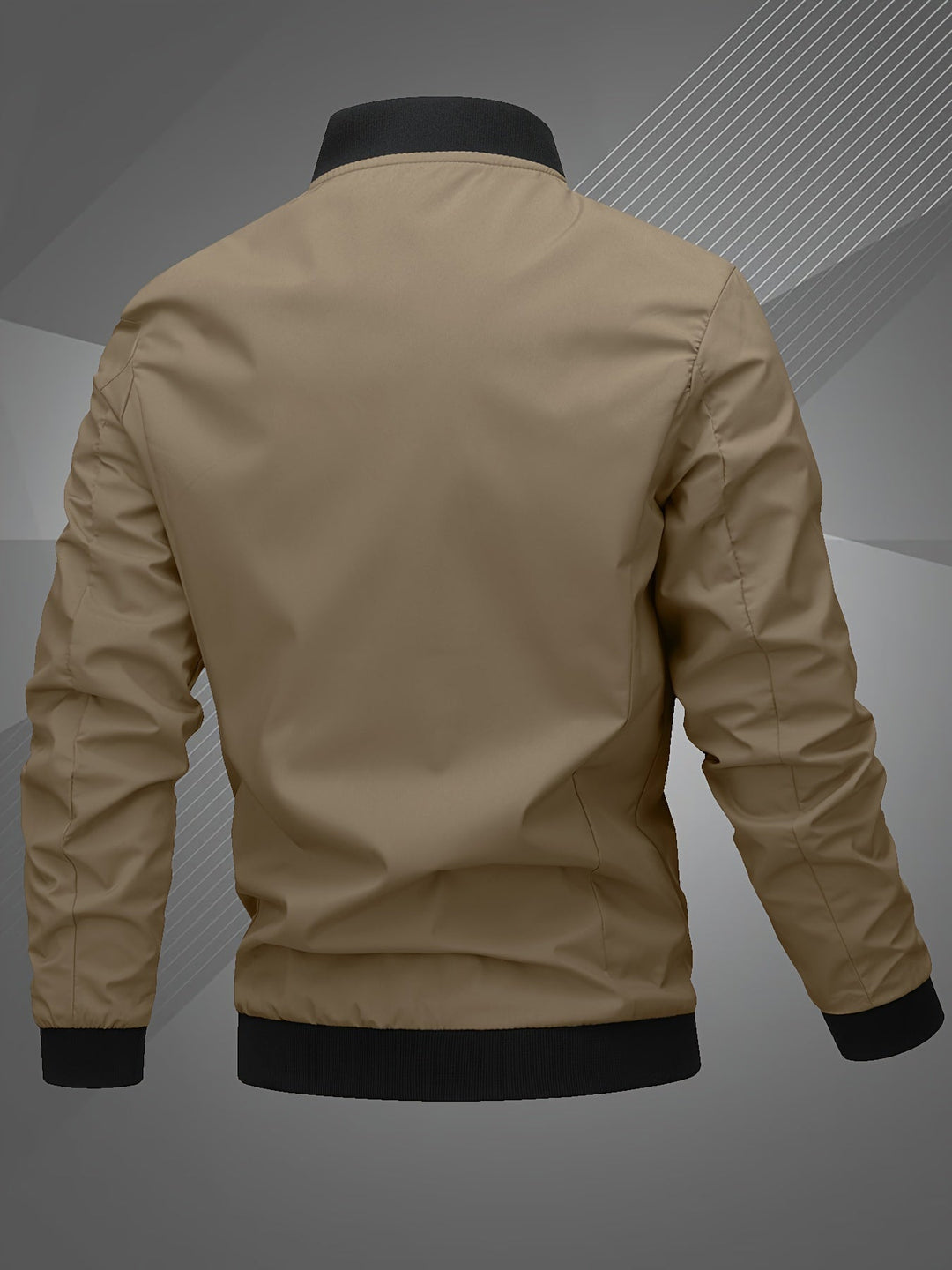 Side profile of a man wearing a modern bomber jacket, highlighting its comfortable outerwear design.