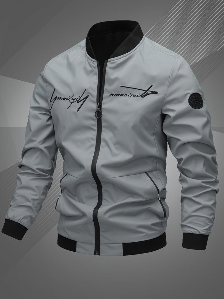 Men's bomber jacket, a versatile zip-up outerwear piece in a dark color for everyday style.