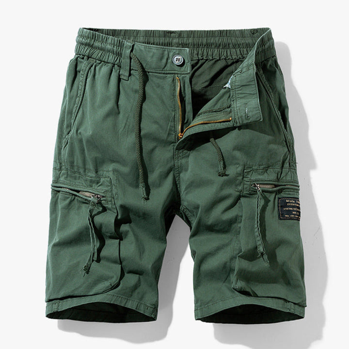 Trendy men's utility cargo shorts, ideal for casual summer fashion & practical everyday wear. Comfortable fit.