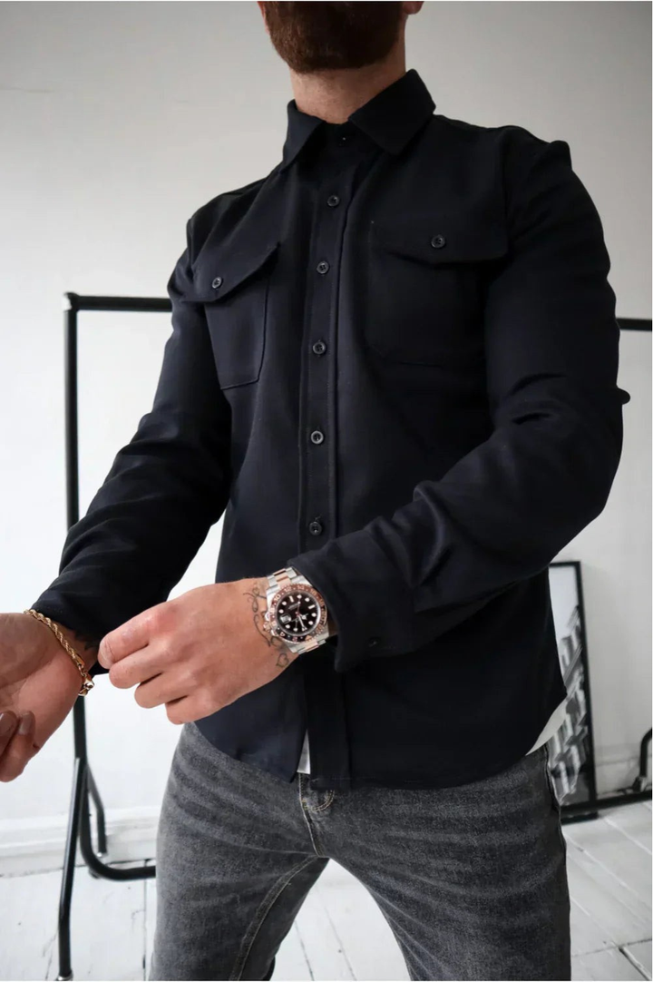 Stylish men's casual overshirt, ideal for comfortable everyday layering and smart casual style.