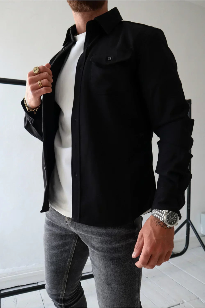 Smart casual men's overshirt, great as a stylish layering top or light outerwear.