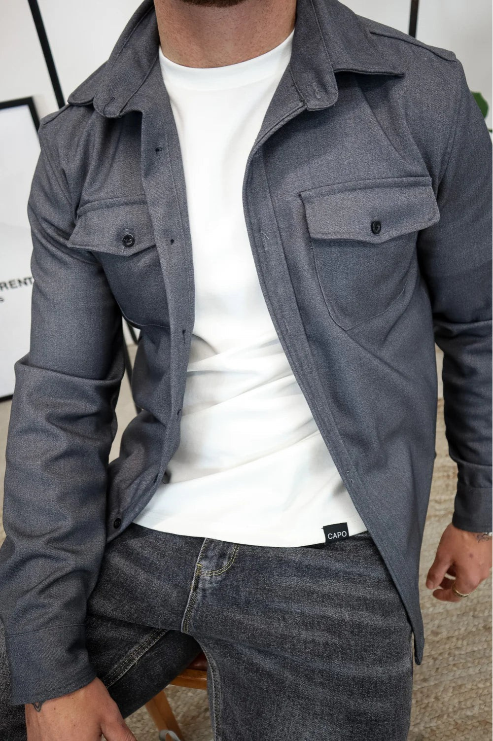 Versatile men's overshirt for layering, suitable for casual and smart casual occasions.