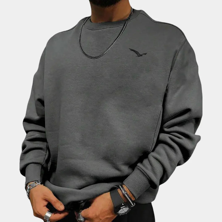Stylish men's crew neck sweater for everyday comfort. Versatile long sleeve casual wear, modern classic fashion.