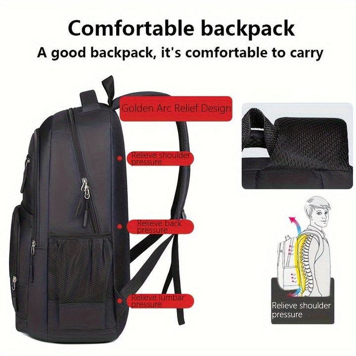 Functional men's leather backpack with ample space for work & travel essentials.