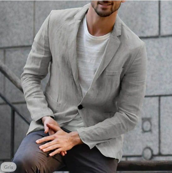 Stylish men's lightweight summer blazer, elegant for versatile formal or casual wear. Modern men's fashion.