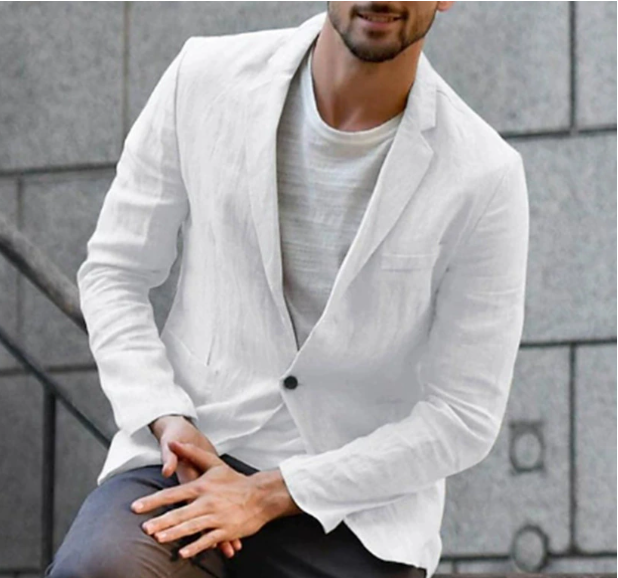 Lightweight men's summer blazer. Stylish & elegant formal/casual wear. Modern versatile men's fashion.