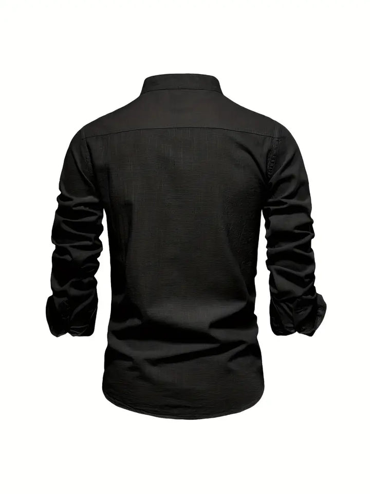 Men's comfortable long-sleeve button-up casual shirt, perfect for smart-casual events and all seasons.