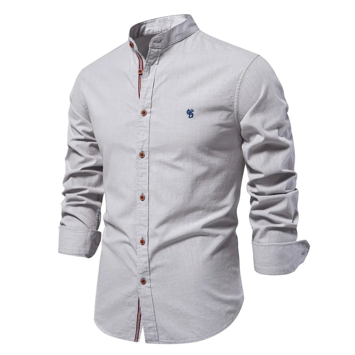 This men's stylish collared button-up shirt offers modern style & comfort, ideal for versatile everyday fashion.