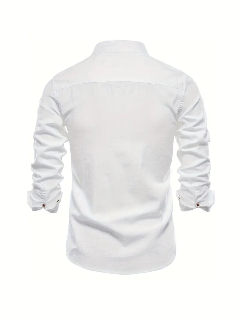 Versatile & comfortable men's collared button-up shirt, ideal for casual outings or office wear.