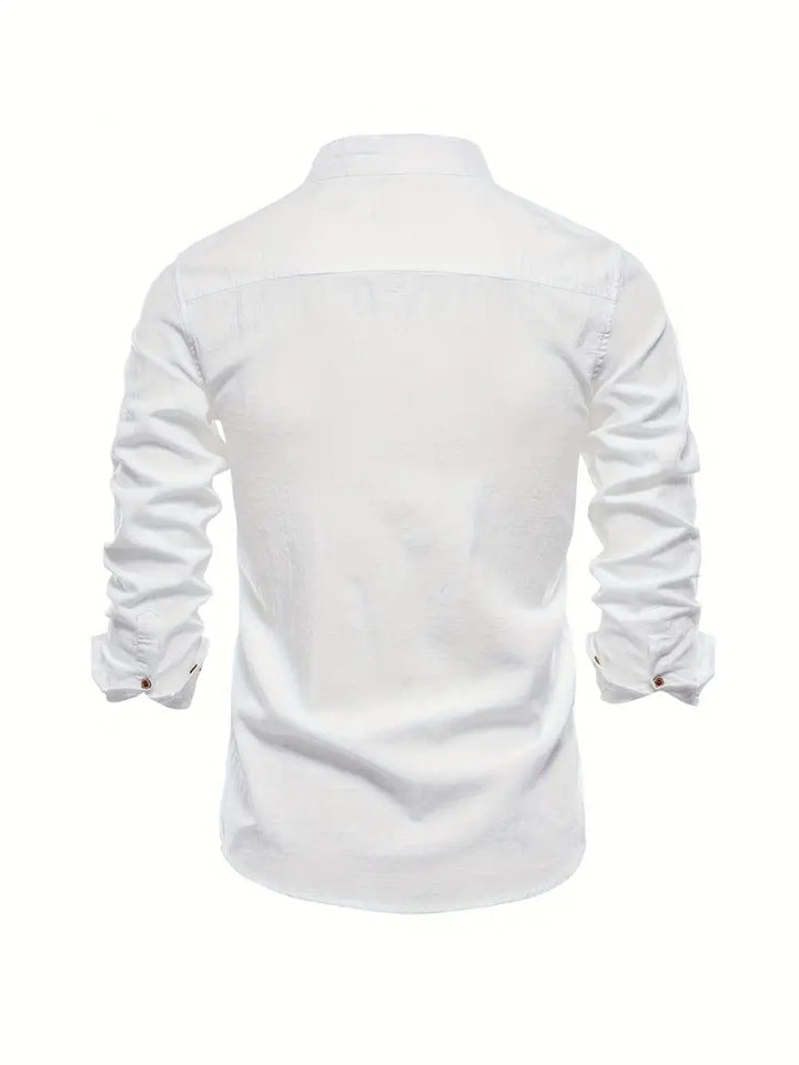 Versatile & comfortable men's collared button-up shirt, ideal for casual outings or office wear.