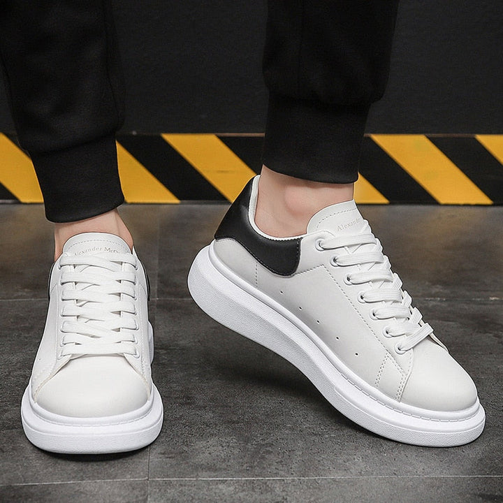 White men's everyday sneakers. Comfortable lightweight urban trainers for walking and stylish casual wear.