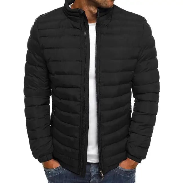 Stylish men's versatile stand-up collar mid-season jacket, perfect lightweight outerwear for transitional casual wear.