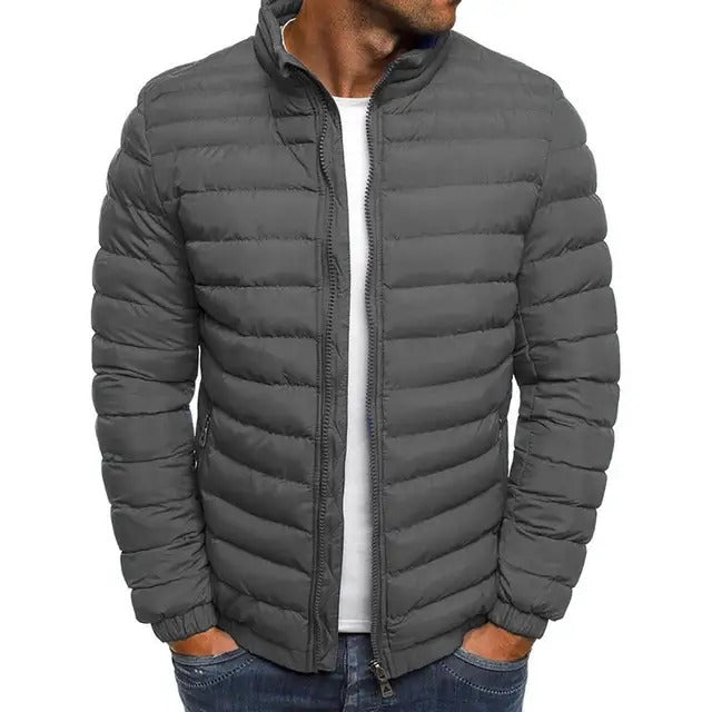 New men's lightweight stand-up collar jacket. Ideal mid-season outerwear for everyday and casual fashion.