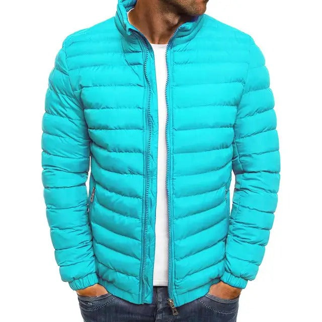 Versatile men's stand-up collar jacket for mid-season. A stylish, lightweight outerwear piece for daily casual wear.
