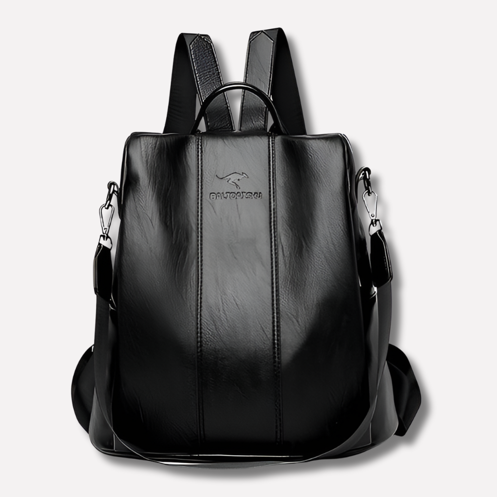 Stylish women's anti-theft leather backpack, perfect for secure everyday travel.
