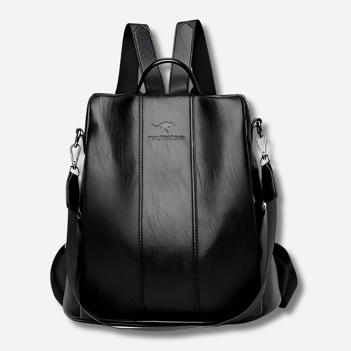 Stylish women's anti-theft leather backpack, perfect for secure everyday travel.
