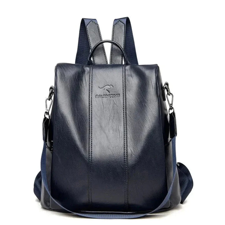 Secure women's leather backpack with anti-theft design, ideal for stylish travel.
