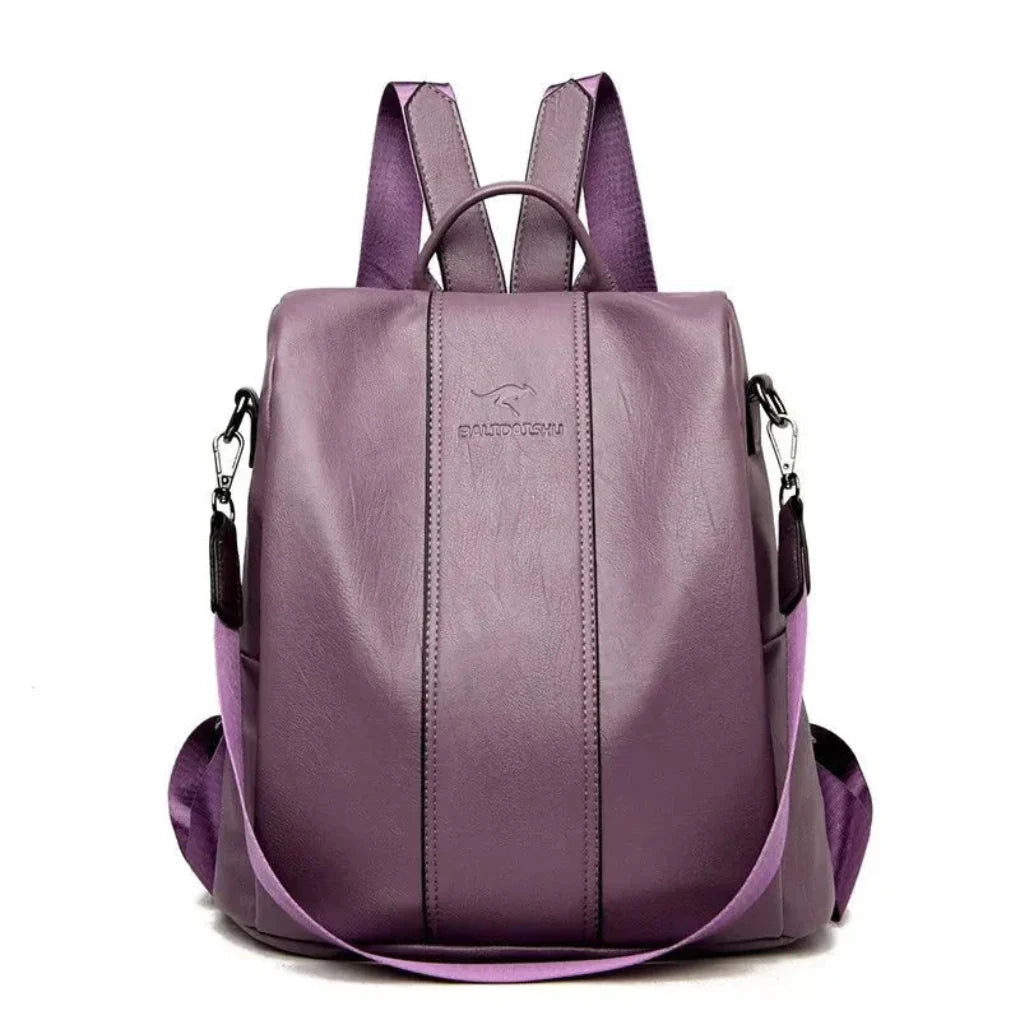 Women's stylish anti-theft backpack, featuring durable leather and secure compartments.
