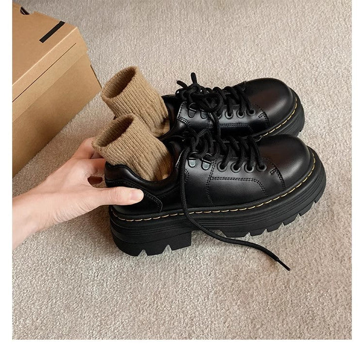 Fashionable women's chunky shoes, lace-up design with a comfortable non-slip sole for secure daily casual wear.