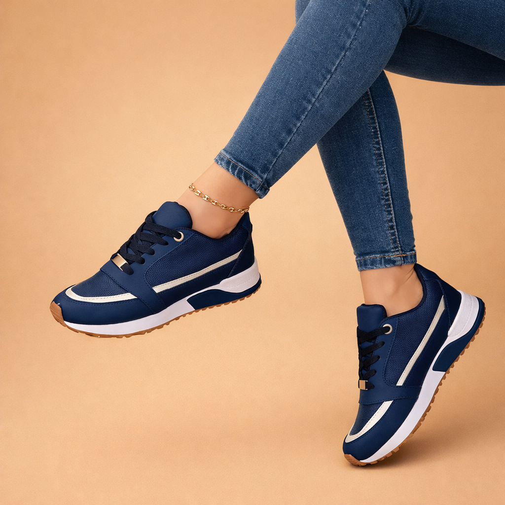 Stylish women's comfort sneakers with lace-up design, perfect for everyday casual wear & walking.