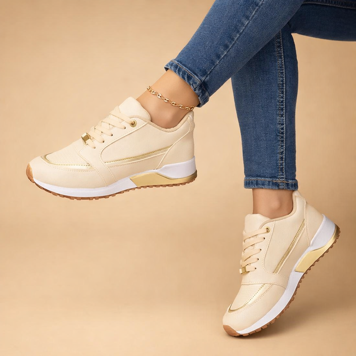 Elegant women's comfort sneakers, ideal for walking & casual daily wear. Features a secure lace-up closure.