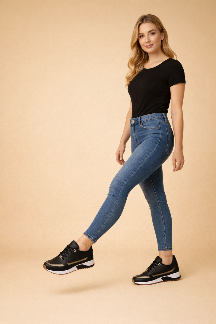Elevated women's comfort sneakers. Stylish lace-up casual footwear, perfect for walking and everyday wear.