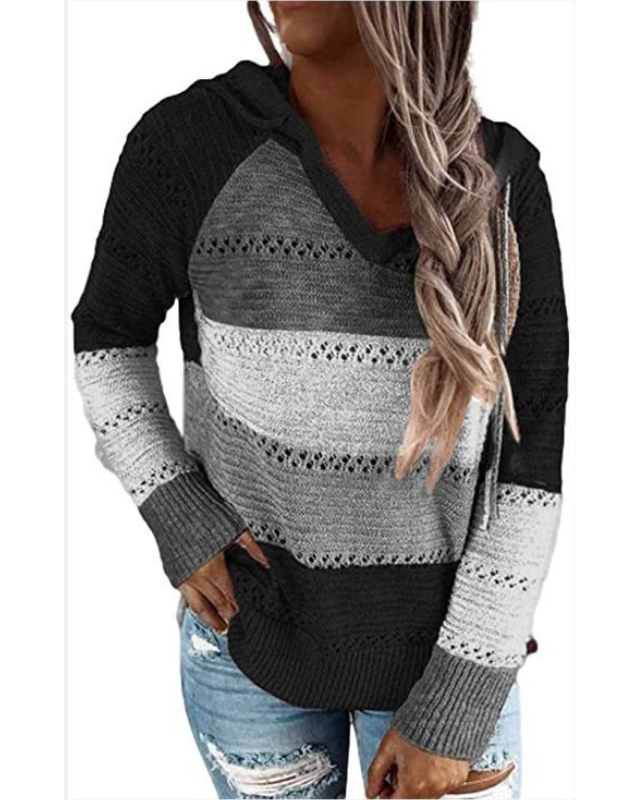 Modern women's fashion hoodie, stylish & comfortable. Versatile long sleeve pullover sweatshirt for casual wear.