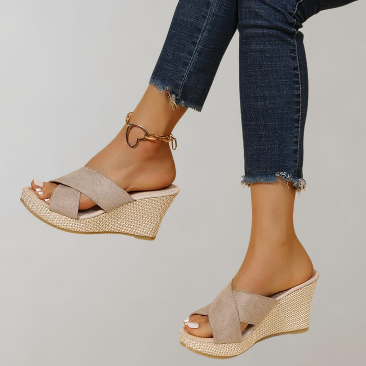 Comfortable orthopedic wedge sandals for women, featuring a stylish crisscross design for active foot support.