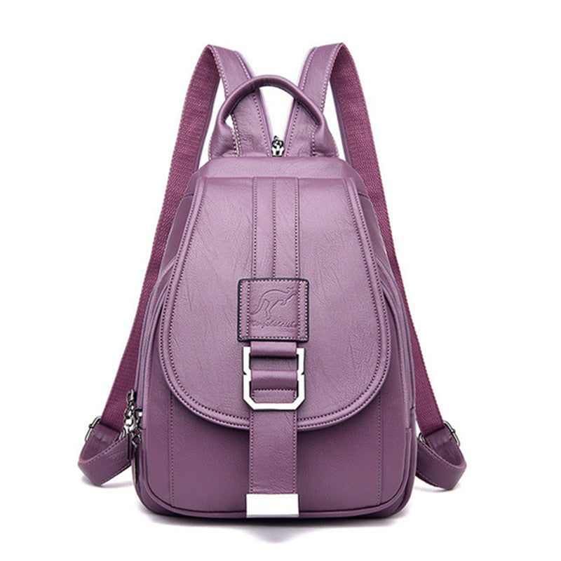Genuine leather water-resistant women's backpack, perfect for stylish work and travel.