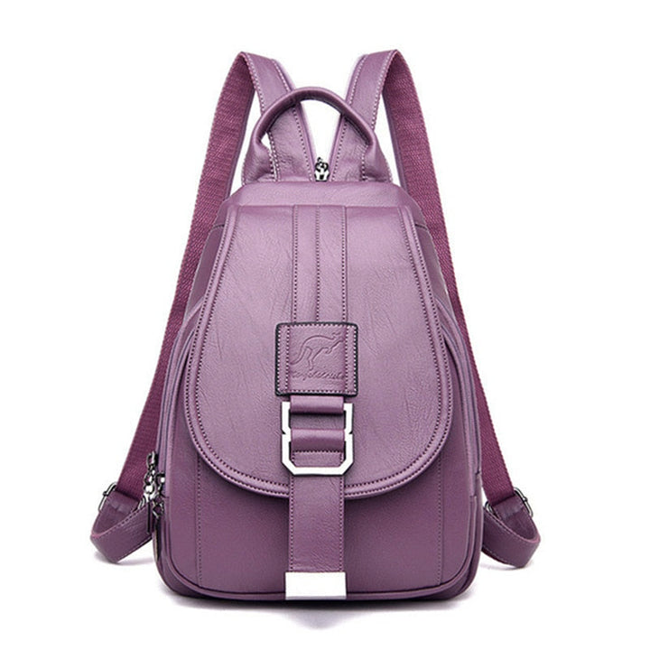 Genuine leather water-resistant women's backpack, perfect for stylish work and travel.
