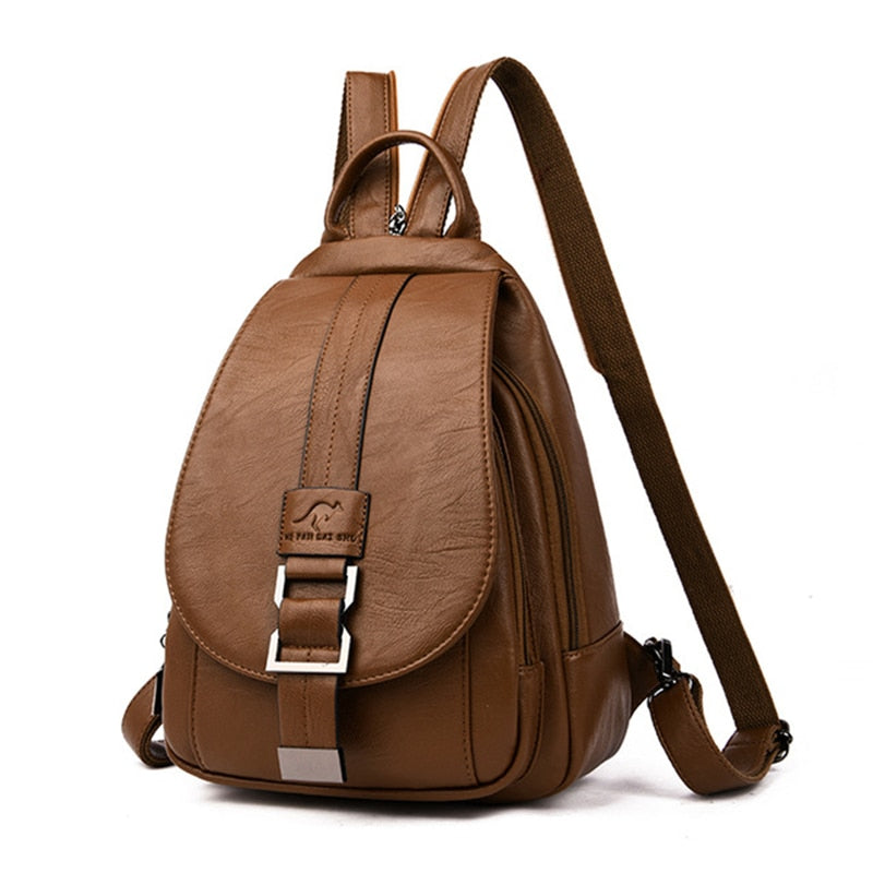 Sophisticated women's water-resistant leather backpack, an essential daily bag.