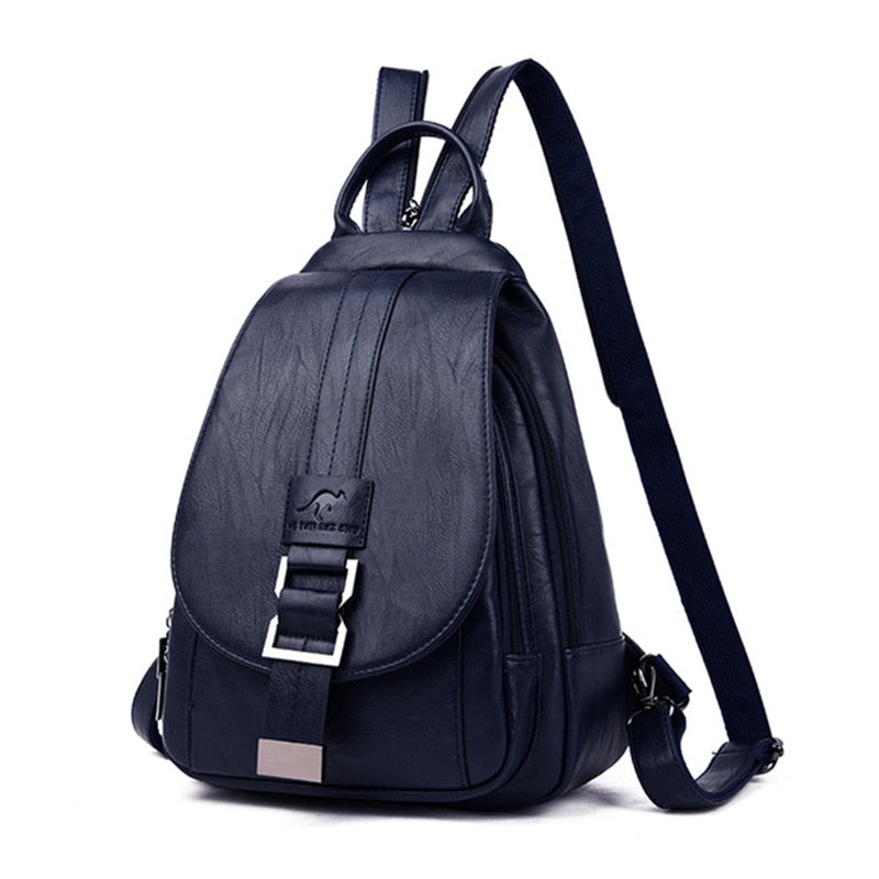 Durable women's water-resistant leather backpack, an ideal genuine leather travel companion.