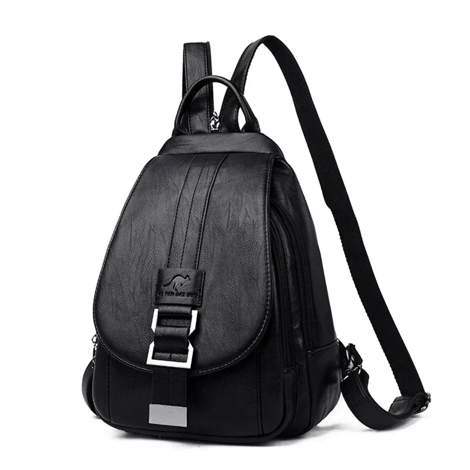 Premium genuine leather women's backpack, water-resistant and stylish for work.