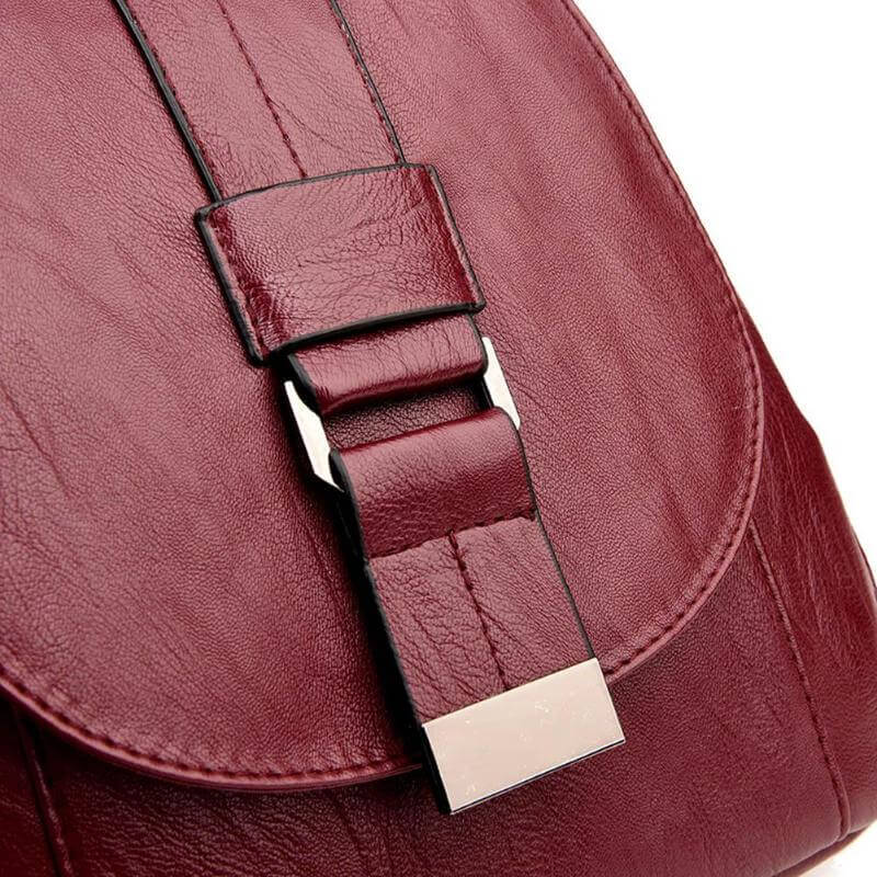 Chic women's anti-theft leather backpack, water-resistant for secure daily commutes.