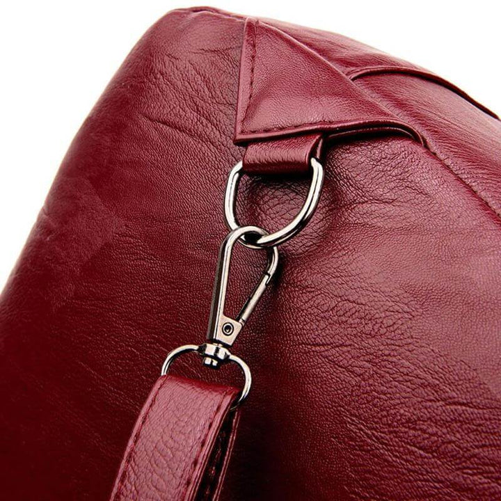 Elegant water-resistant leather backpack for women, a premium fashion accessory.