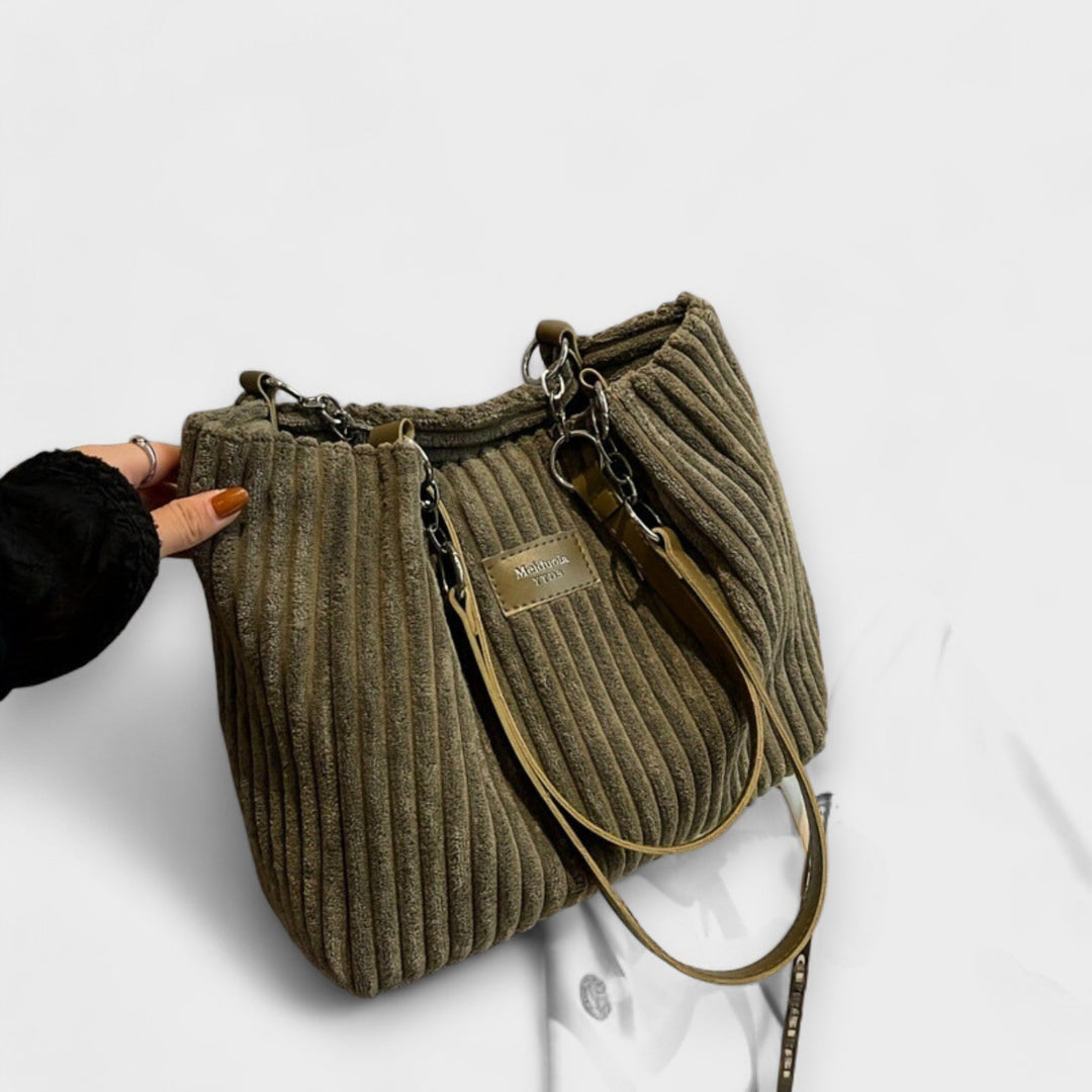 Stylish women's soft corduroy shoulder bag, perfect for everyday casual use